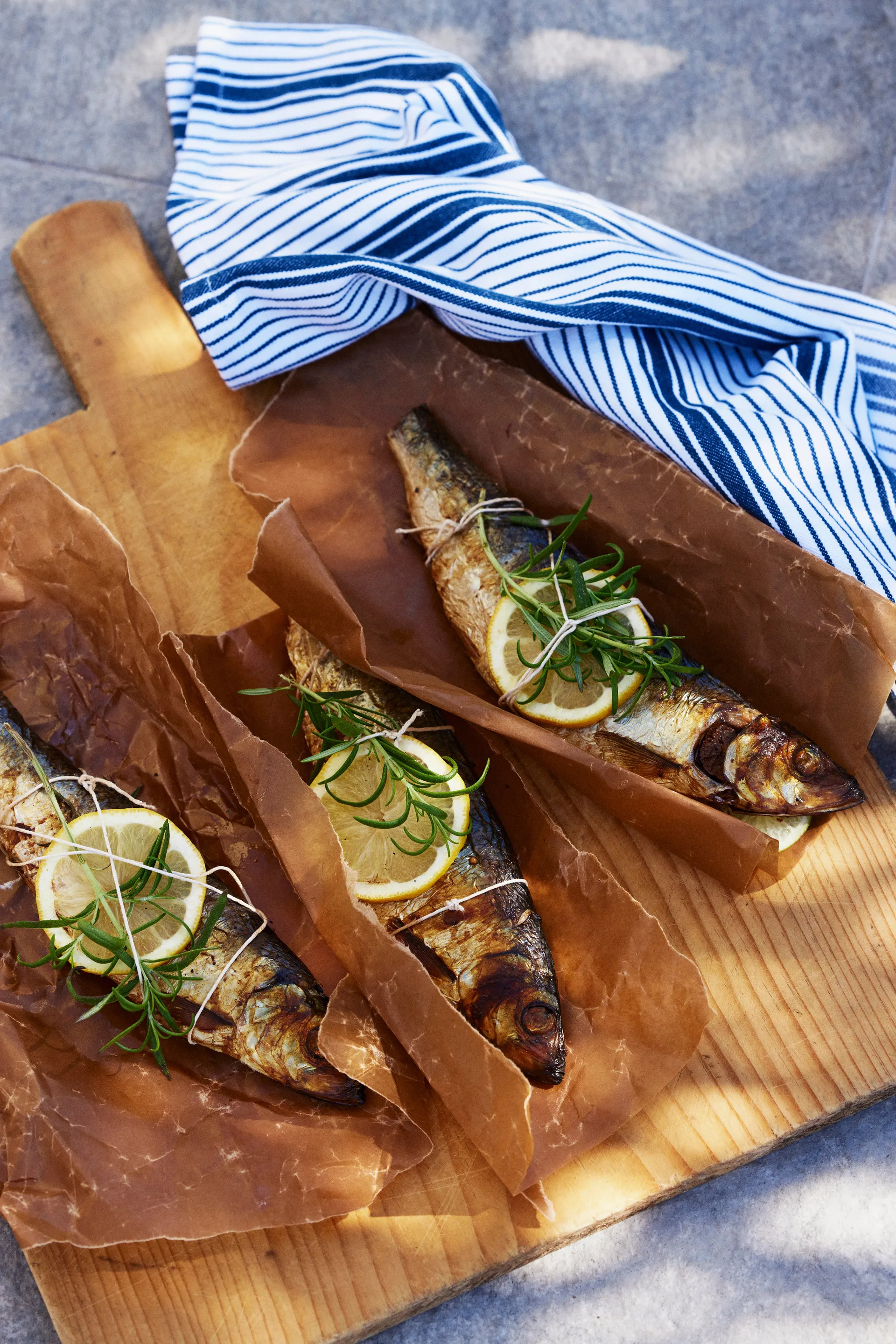 Stribed Organic Cotton serviet 50x50, Navy Lexington