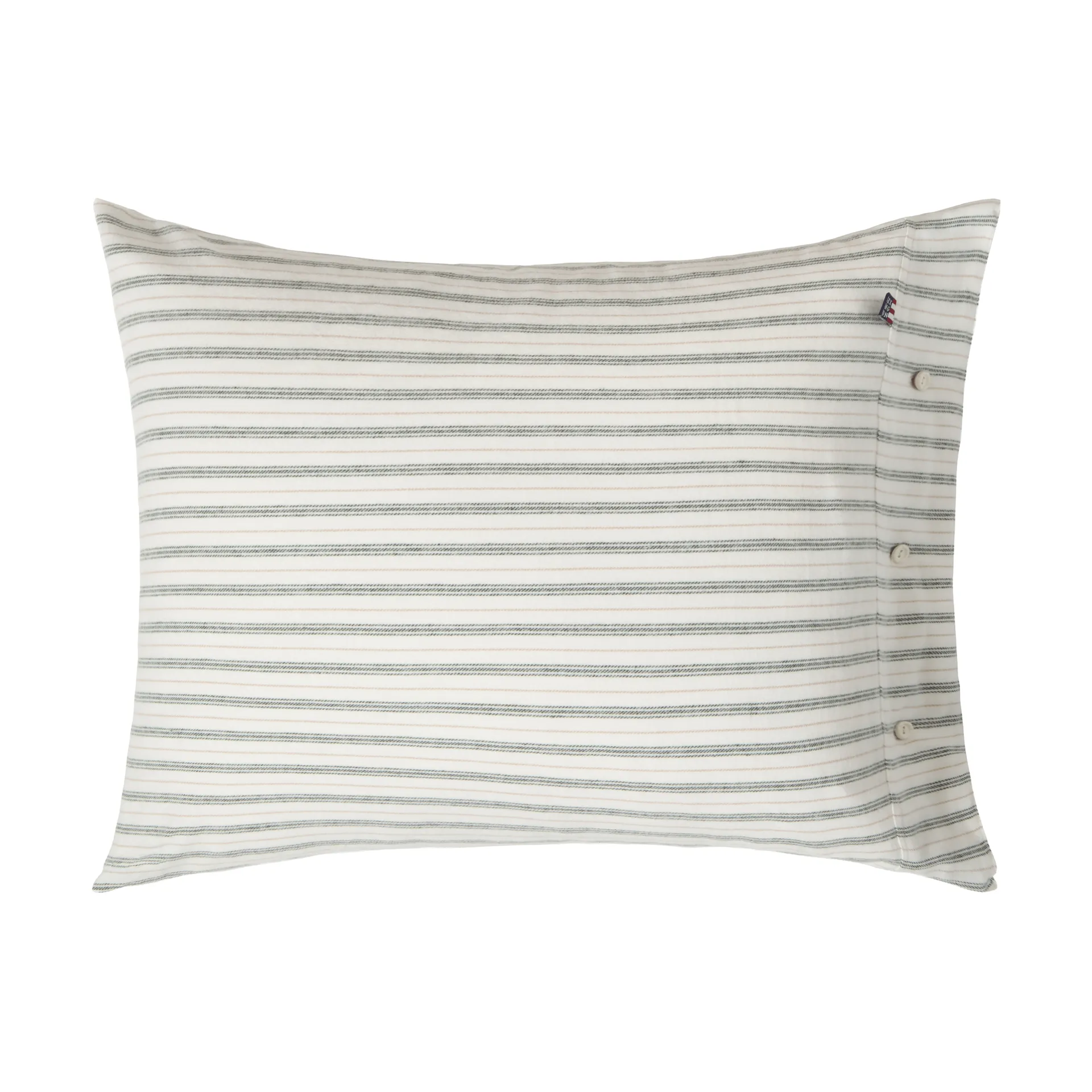 Stripe cotton flannel pudebetræk, White-green-beige, 50x60 cm Lexington