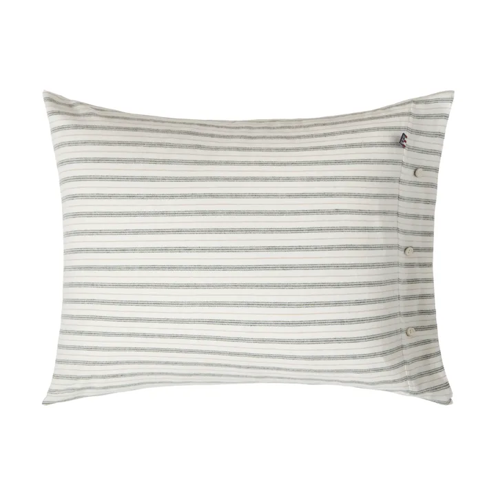 Stripe cotton flannel pudebetræk - White-green-beige, 50x60 cm - Lexington