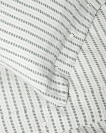 Stripe cotton flannel sengesæt - White-green-beige, 2 stk 50x60 cm/1 stk 220x220 cm - Lexington