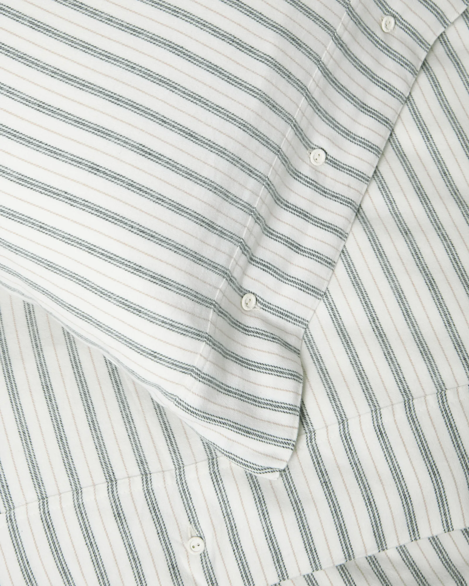 Stripe cotton flannel sengesæt, White-green-beige, 50x60 cm/150x210 cm Lexington