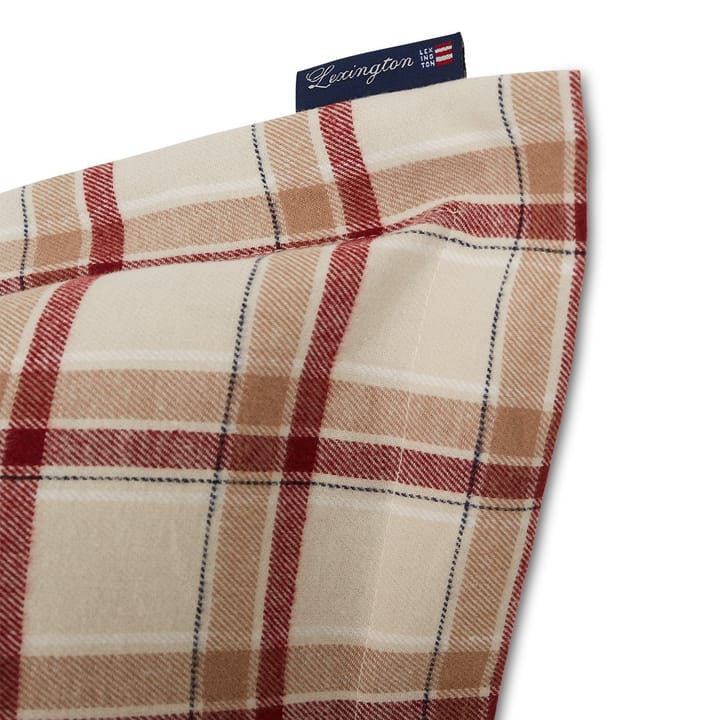 Striped Cotton Flannel sengesæt - Beige/Rød - Lexington