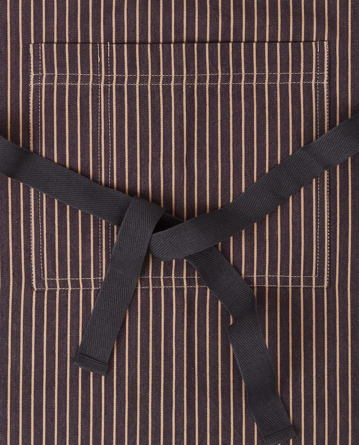 Striped Cotton Herringbone forklæde 80x150 cm - Beige/Dark gray - Lexington