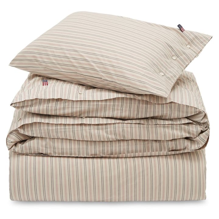 Striped Cotton Poplin sengesæt - Light beige/Multi - Lexington
