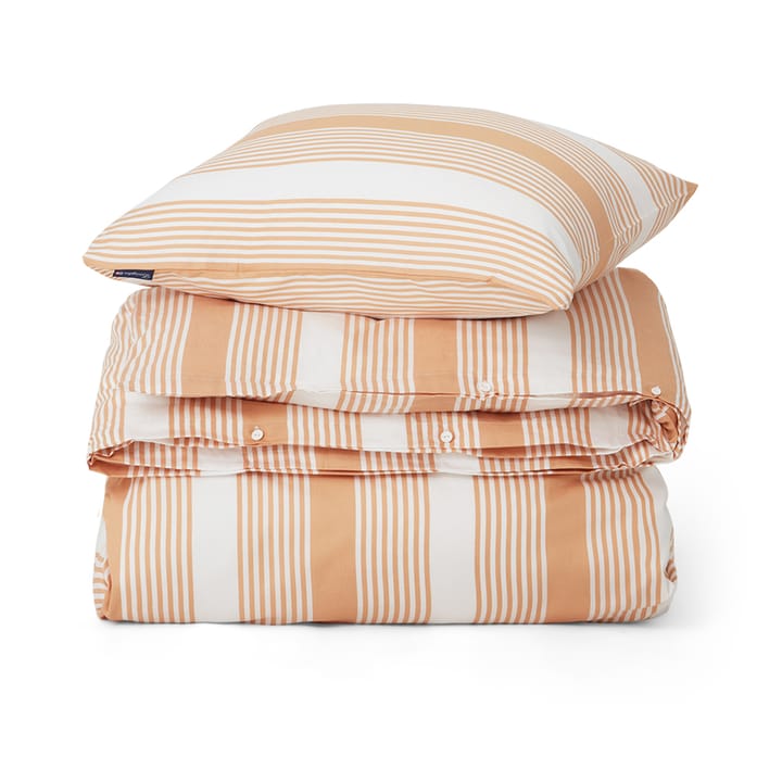 Striped Cotton Sateen sengesæt 150x210 cm - Beige/Hvid - Lexington