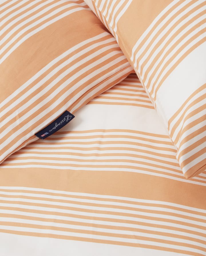 Striped Cotton Sateen sengesæt 150x210 cm, Beige/Hvid Lexington