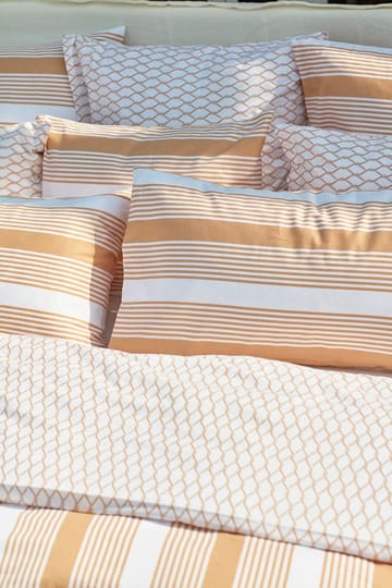 Striped Cotton Sateen sengesæt 150x210 cm - Beige/Hvid - Lexington