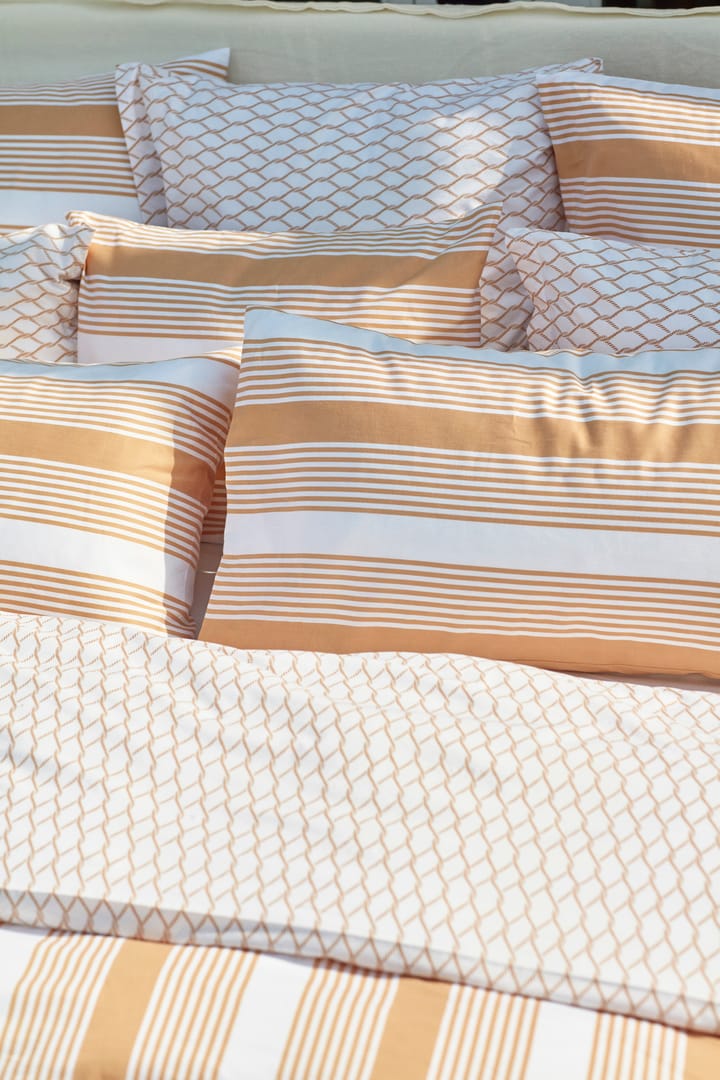 Striped Cotton Sateen sengesæt 150x210 cm, Beige/Hvid Lexington