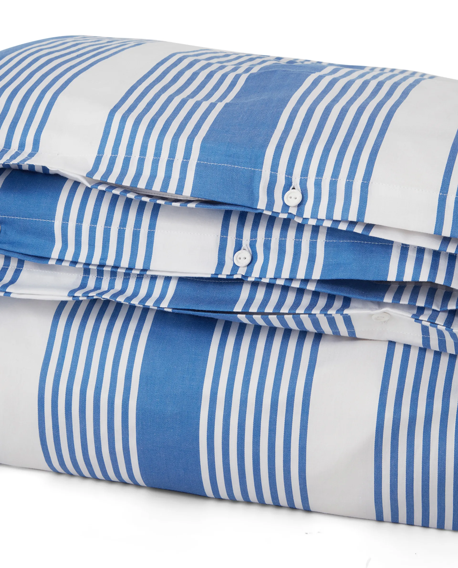 Striped Cotton Sateen sengesæt 150x210 cm, Blå/Hvid Lexington