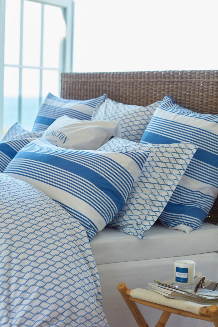 Striped Cotton Sateen sengesæt 150x210 cm, Blå/Hvid Lexington