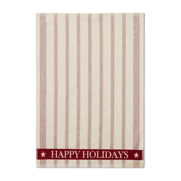 Striped Cotton Terry jacquard viskestykke 50x70 cm - Beige/Red - Lexington