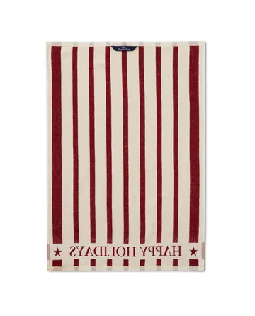 Striped Cotton Terry jacquard viskestykke 50x70 cm - Beige/Red - Lexington
