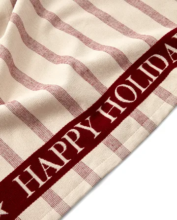 Striped Cotton Terry jacquard viskestykke 50x70 cm - Beige/Red - Lexington