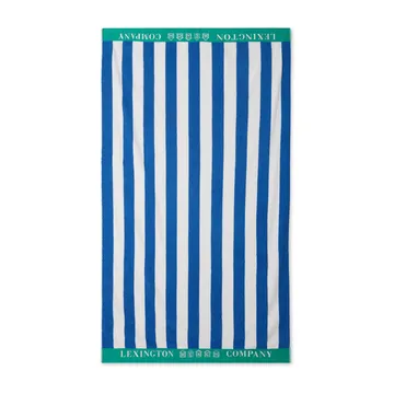 Striped Cotton Terry strandhåndklæde 100x180 cm - Blå/Hvid/Grøn - Lexington