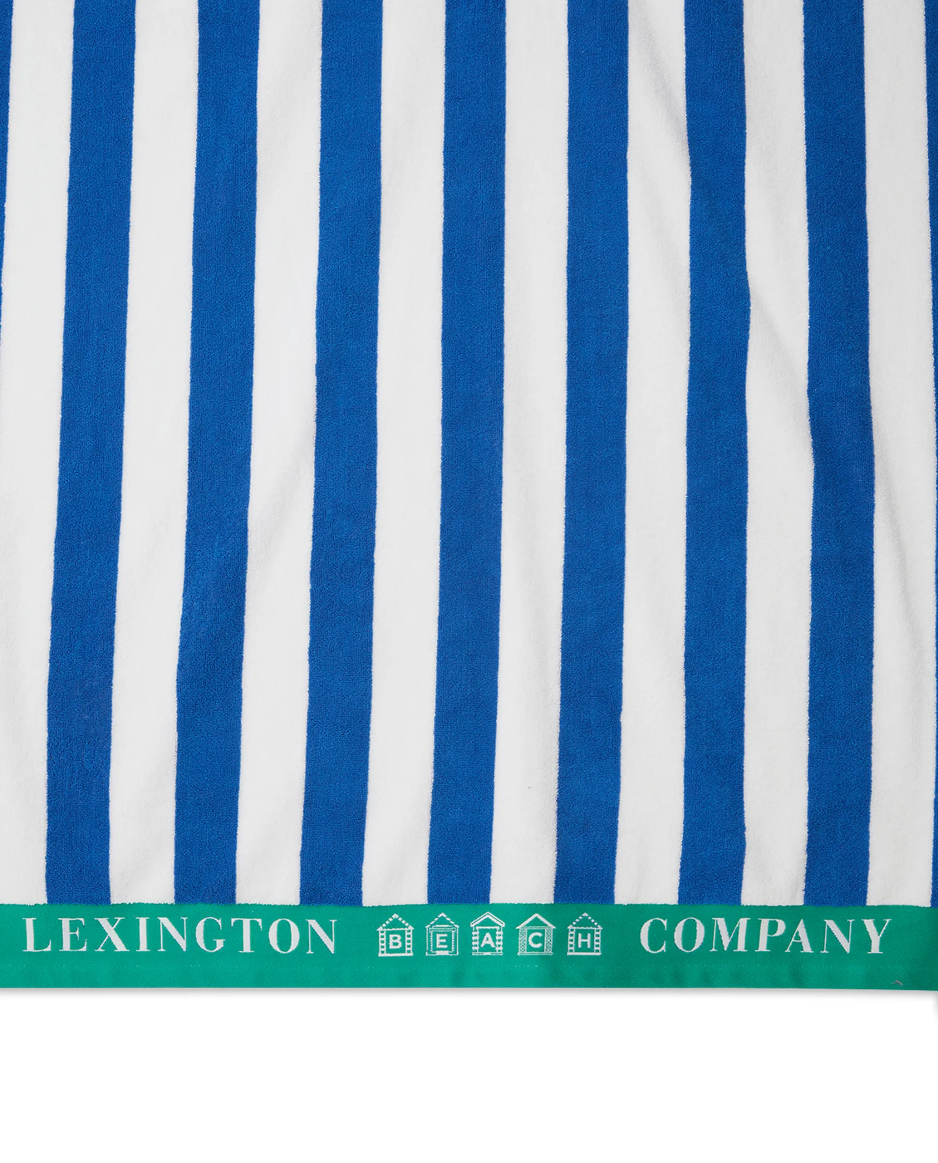 Striped Cotton Terry strandhåndklæde 100x180 cm, Blå/Hvid/Grøn Lexington