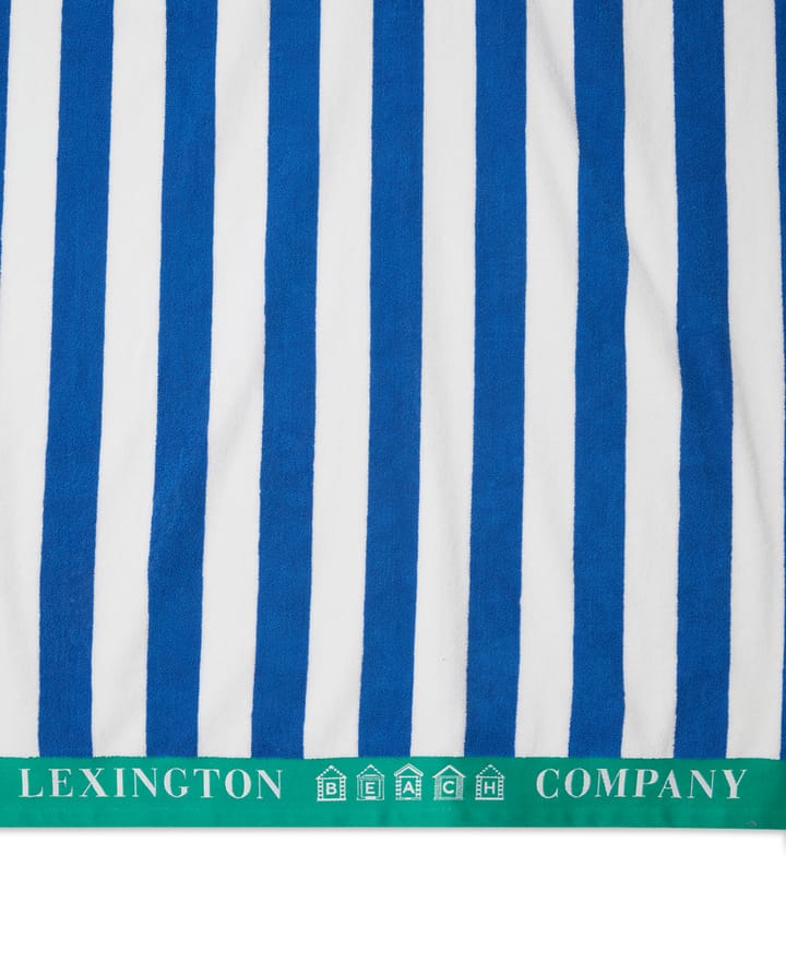 Striped Cotton Terry strandhåndklæde 100x180 cm, Blå/Hvid/Grøn Lexington