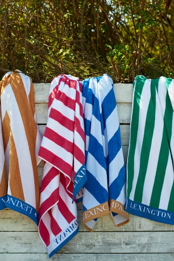 Striped Cotton Terry strandhåndklæde 100x180 cm - Blå/Hvid/Grøn - Lexington