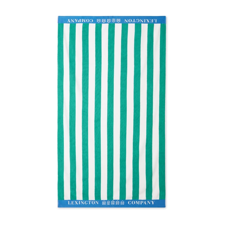 Striped Cotton Terry strandhåndklæde 100x180 cm - Grøn/Blå/Hvid - Lexington