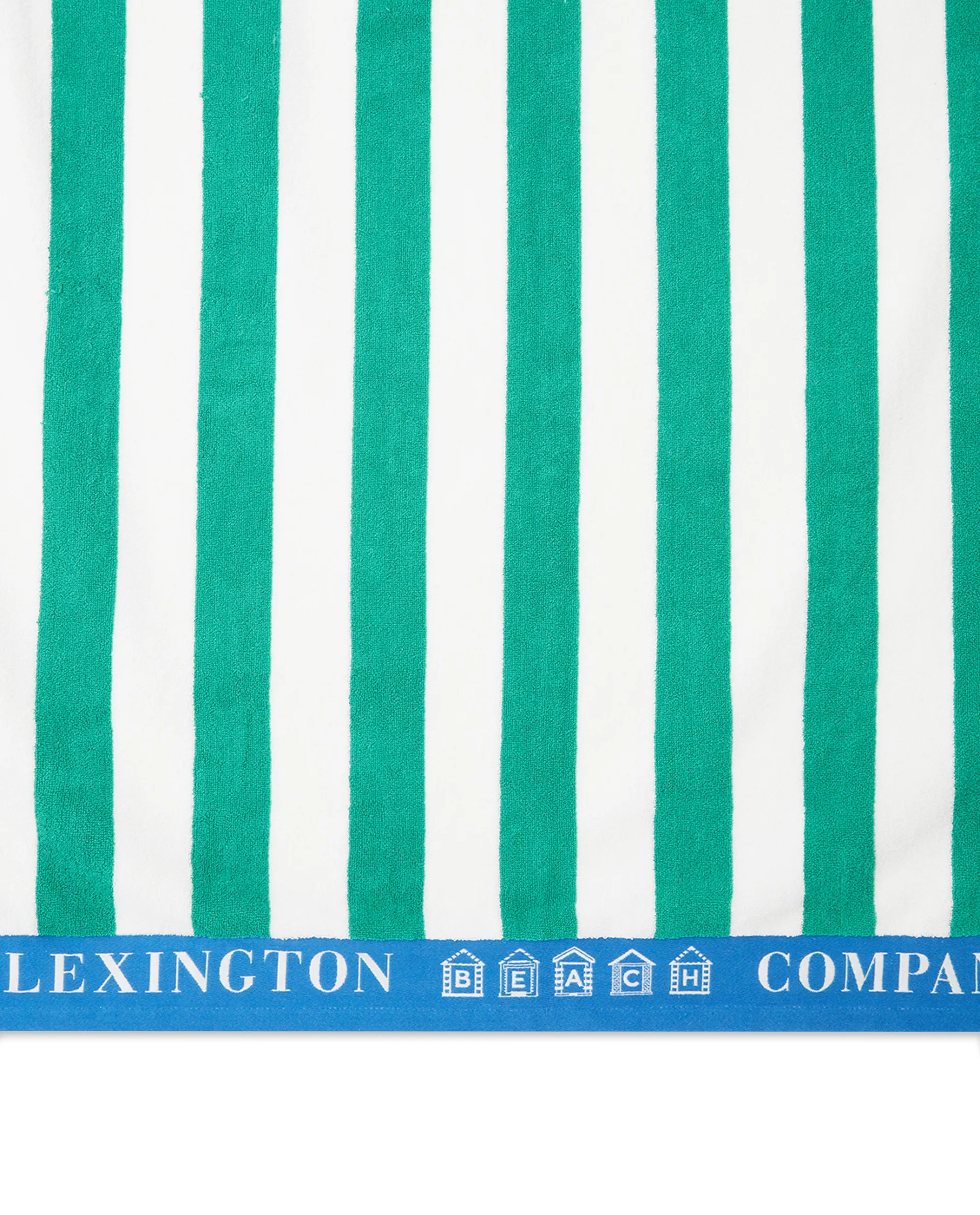 Striped Cotton Terry strandhåndklæde 100x180 cm, Grøn/Blå/Hvid Lexington