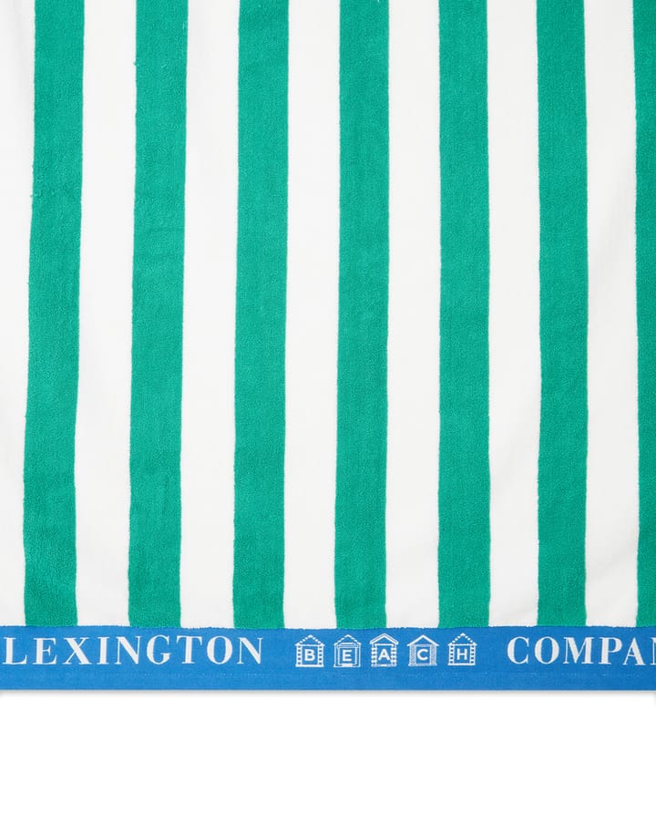 Striped Cotton Terry strandhåndklæde 100x180 cm, Grøn/Blå/Hvid Lexington