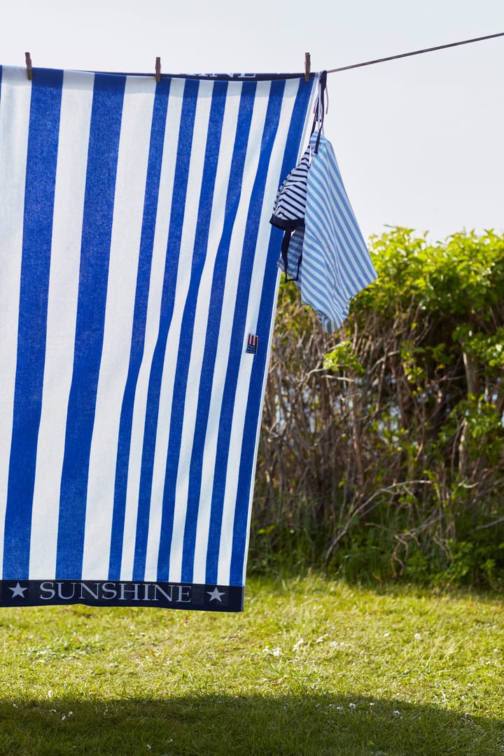 Striped Family strandhåndklæde 200x180 cm, Blå/Hvid Lexington