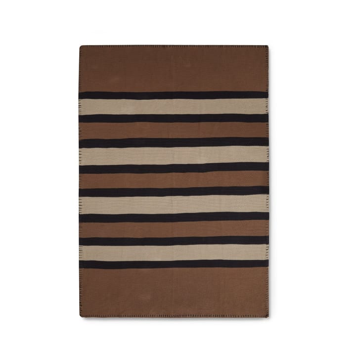 Striped Knitted Cotton plaid 130x170 cm - Brown/Beige/Dark gray - Lexington