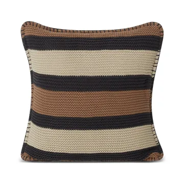 Striped Knitted Cotton pudebetræk 50x50 cm - Brown/Dark gray/Light beige - Lexington