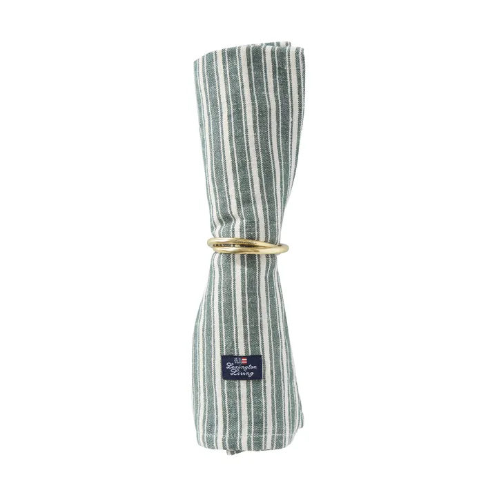 Striped linnedservietter - Green-light beige, 50x50 cm - Lexington