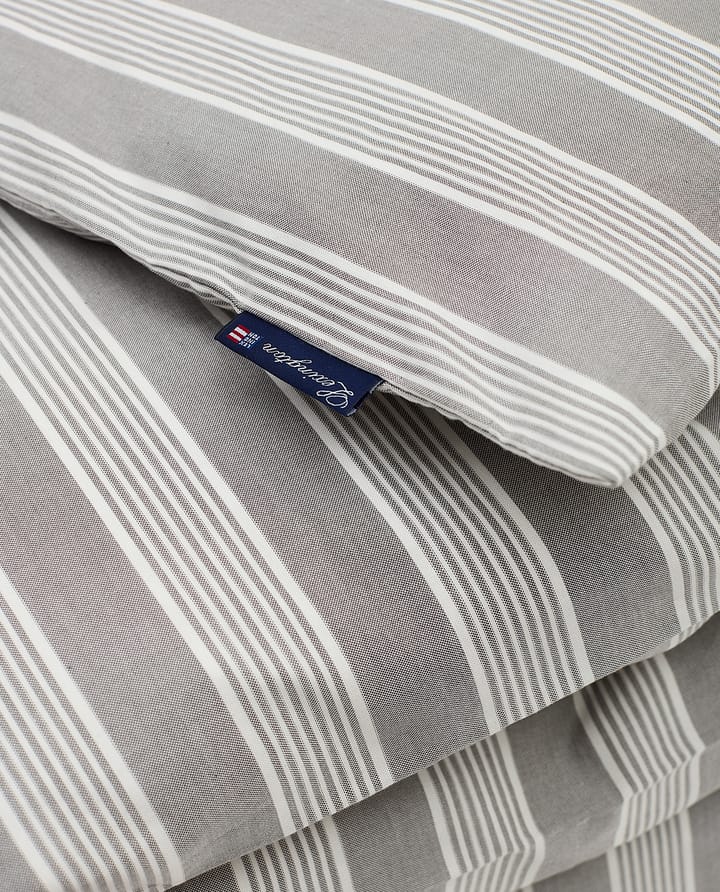 Striped Lyocell Cotton dynebetræk 150x210 cm, Gray/White Lexington