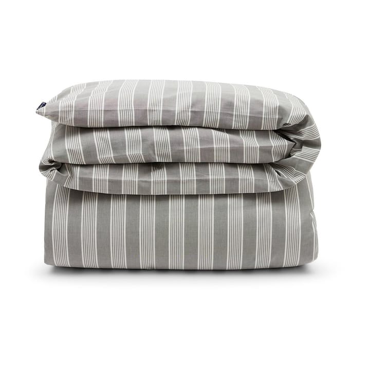 Striped lyocell og bomuldsdynebetræk 220x220 cm - Gray/Offwhite - Lexington