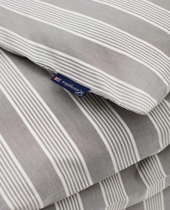 Striped lyocell og bomuldsdynebetræk 220x220 cm, Gray/Offwhite Lexington