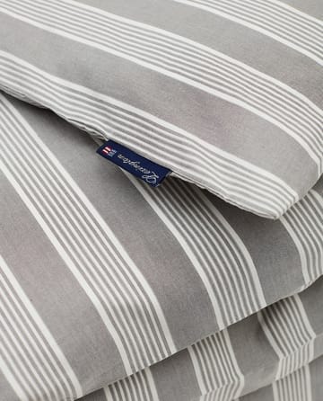 Striped lyocell og bomuldsdynebetræk 220x220 cm - Gray/Offwhite - Lexington