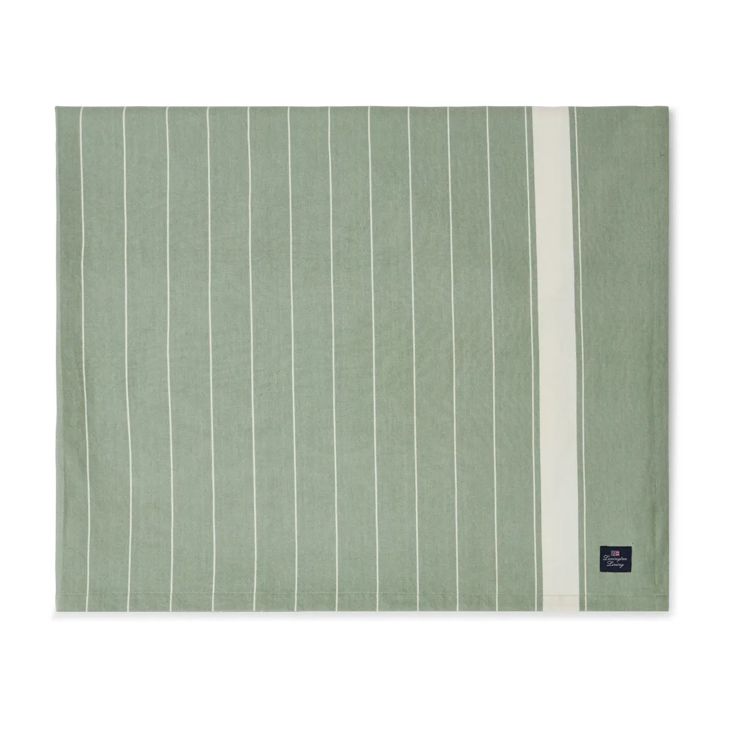 Striped Organic Cotton borddug 150x250 cm, Green/White Lexington
