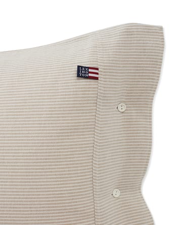 Striped Organic Cotton Flannel pudebetræk 50x60 cm - Beige/Offwhite - Lexington