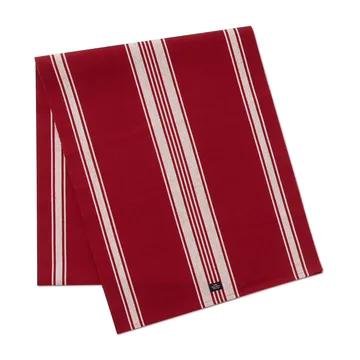 Striped Organic Cotton Rip bordløber 50x250 cm - Red/White - Lexington