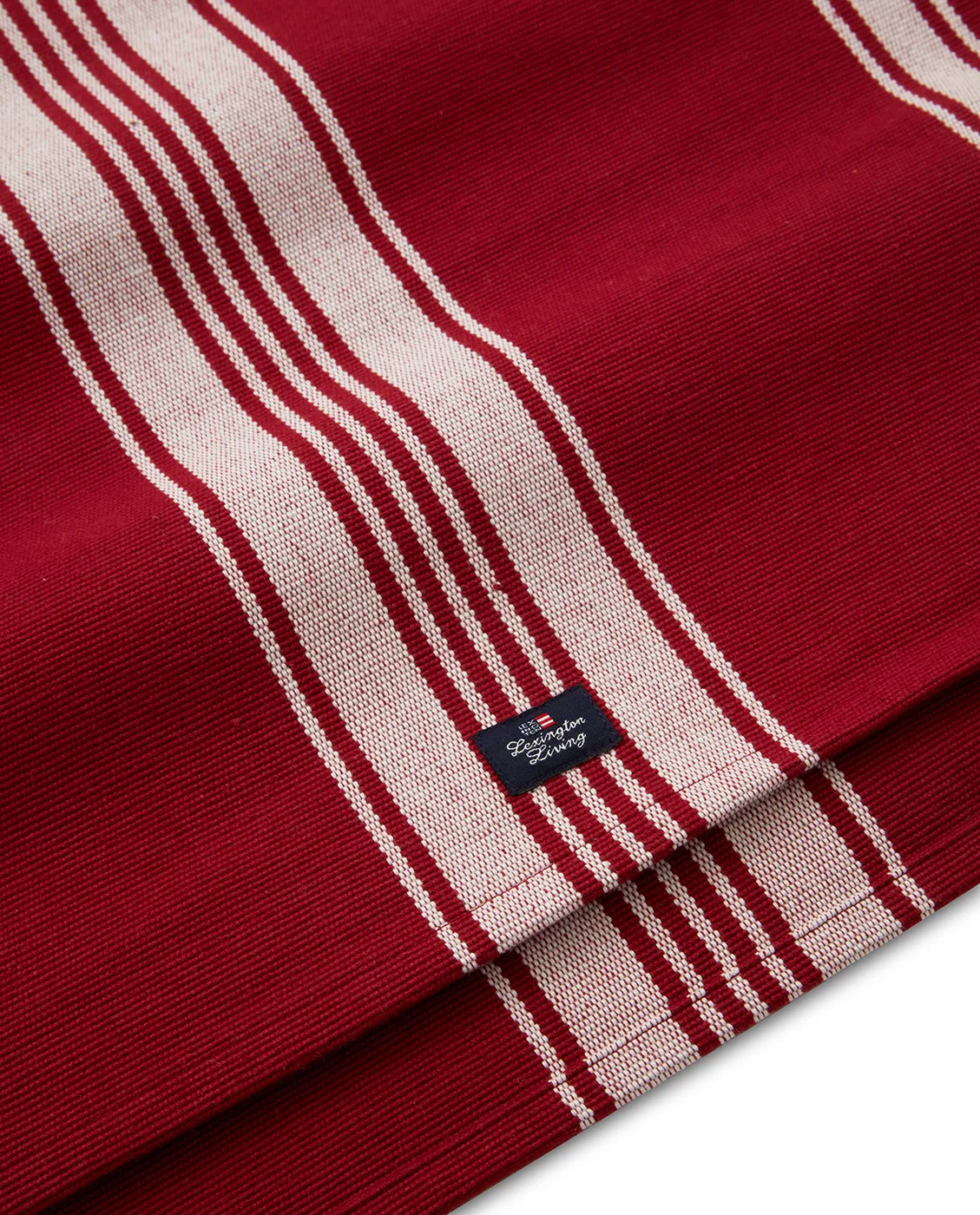 Striped Organic Cotton Rip bordløber 50x250 cm, Red/White Lexington