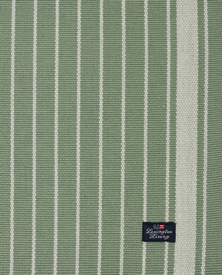 Striped Organic Cotton Rips dækkeserviet 50x250 cm, Green/White Lexington