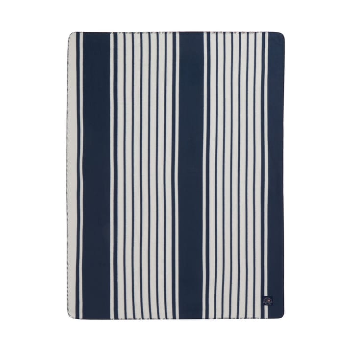 Striped Recycled Polyester fleecetæppe 130x170 - Navy - Lexington