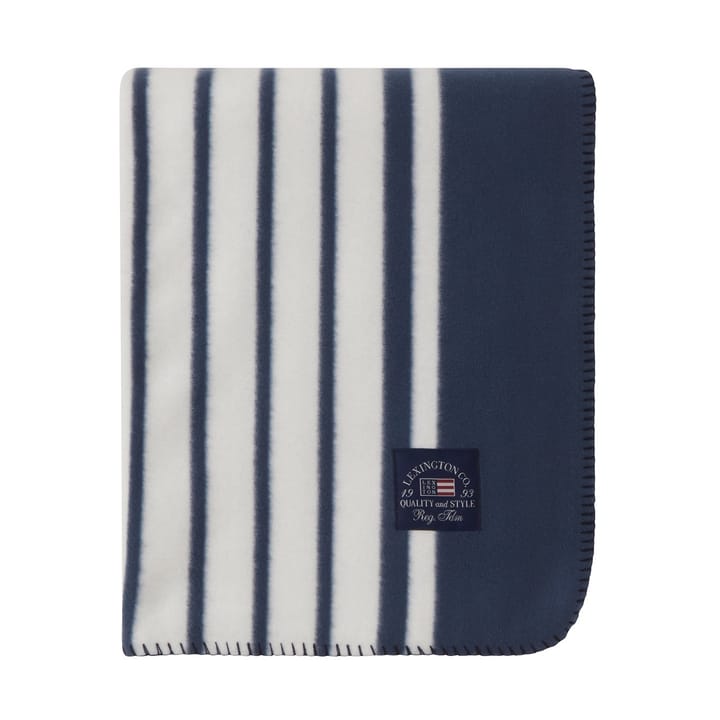 Striped Recycled Polyester fleecetæppe 130x170 - Navy - Lexington