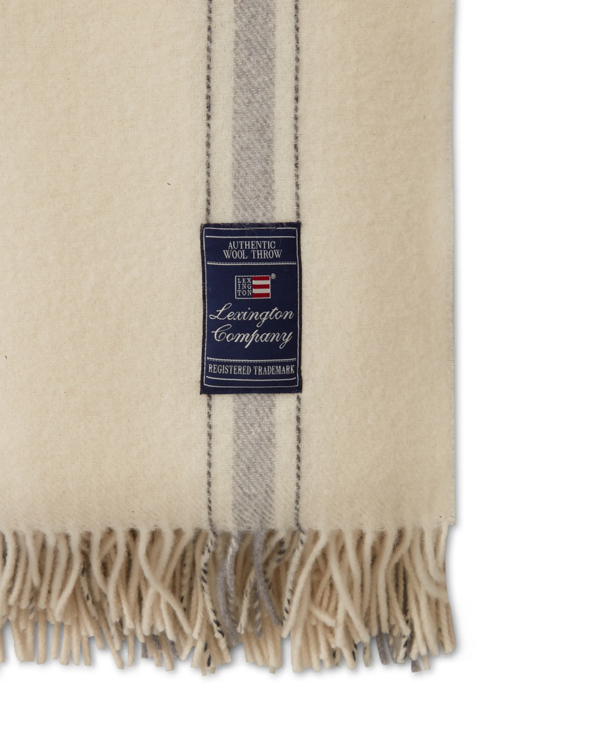 Striped Recycled uldplaid 130x170 cm, Offwhite/Grå Lexington