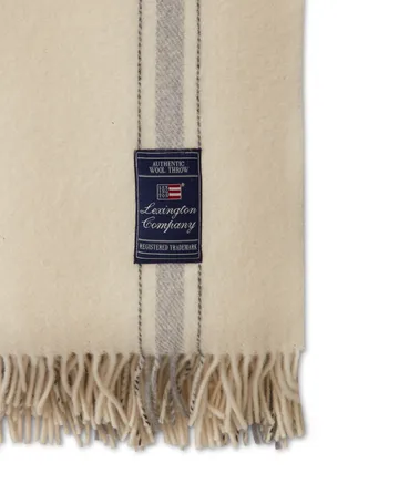 Striped Recycled uldplaid 130x170 cm - Offwhite/Grå - Lexington