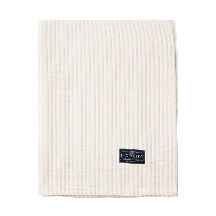 Striped Reversable Organic Cotton sengetæppe 260x240 cm, Off white Lexington