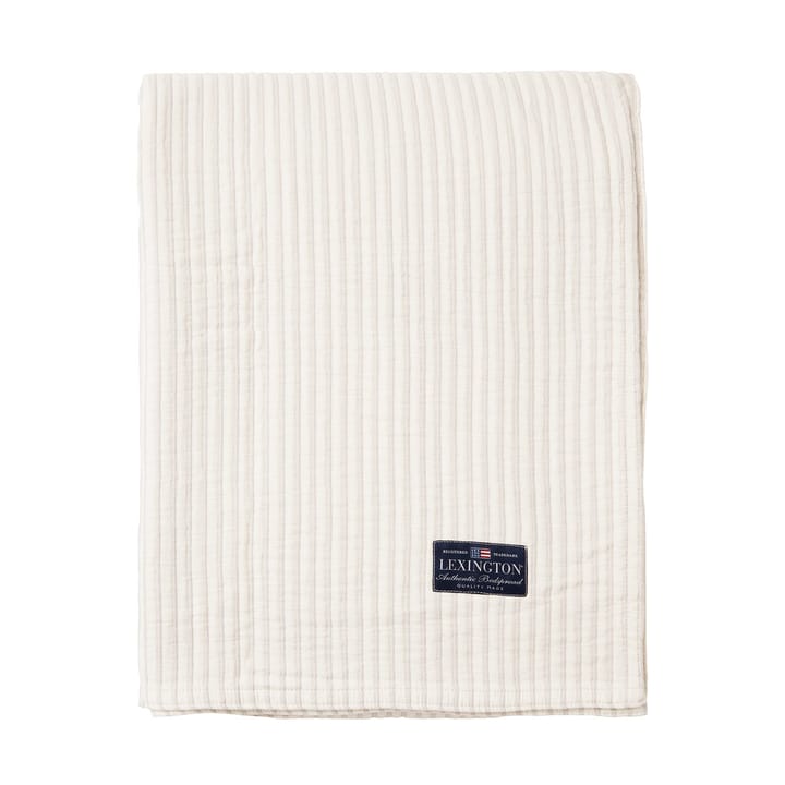 Striped Reversable Organic Cotton sengetæppe 260x240 cm - Off white - Lexington