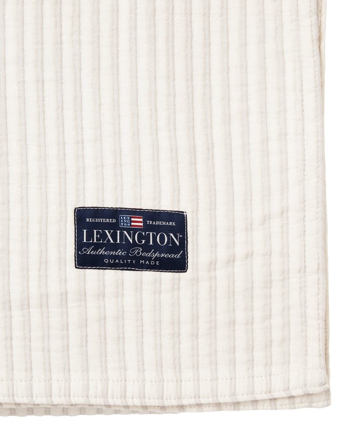 Striped Reversable Organic Cotton sengetæppe 260x240 cm, Off white Lexington