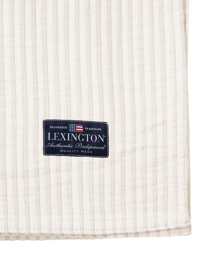 Striped Reversable Organic Cotton sengetæppe 260x240 cm - Off white - Lexington