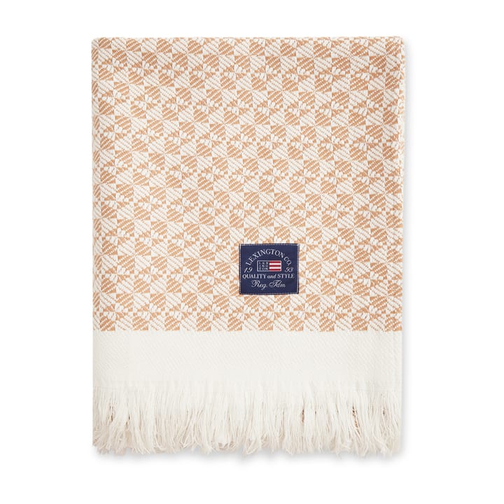Striped Structuret Recycled bomuldsplaid 130x170 cm - Beige/Hvid - Lexington