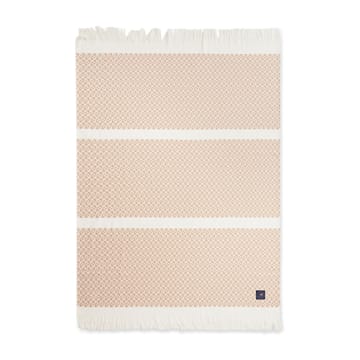 Striped Structuret Recycled bomuldsplaid 130x170 cm - Beige/Hvid - Lexington