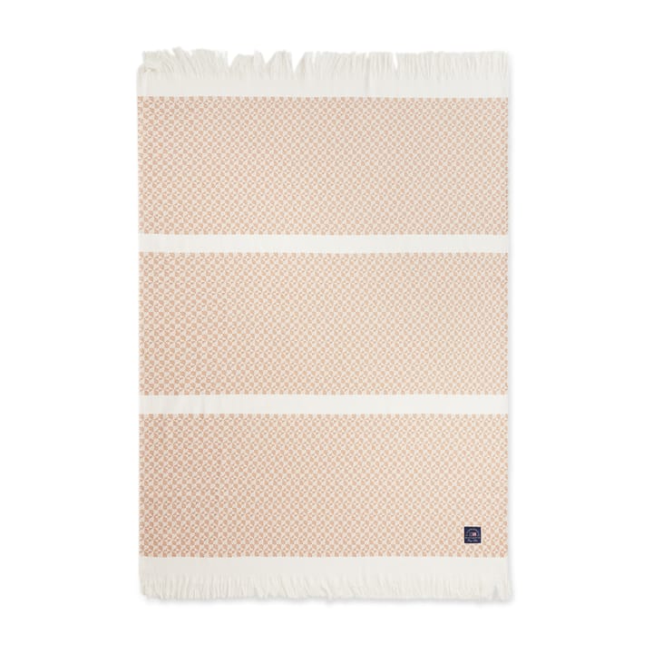 Striped Structuret Recycled bomuldsplaid 130x170 cm, Beige/Hvid Lexington