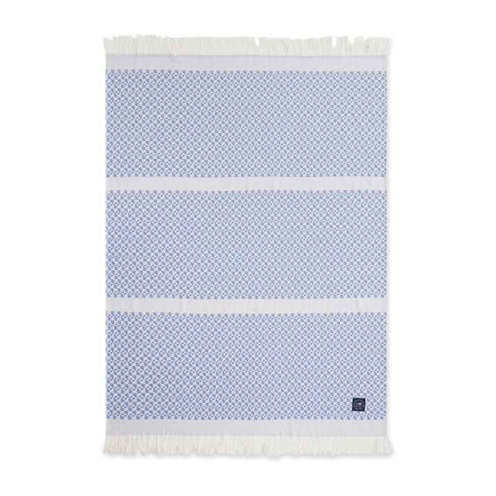 Striped Structuret Recycled bomuldsplaid 130x170 cm, Blå/Hvid Lexington