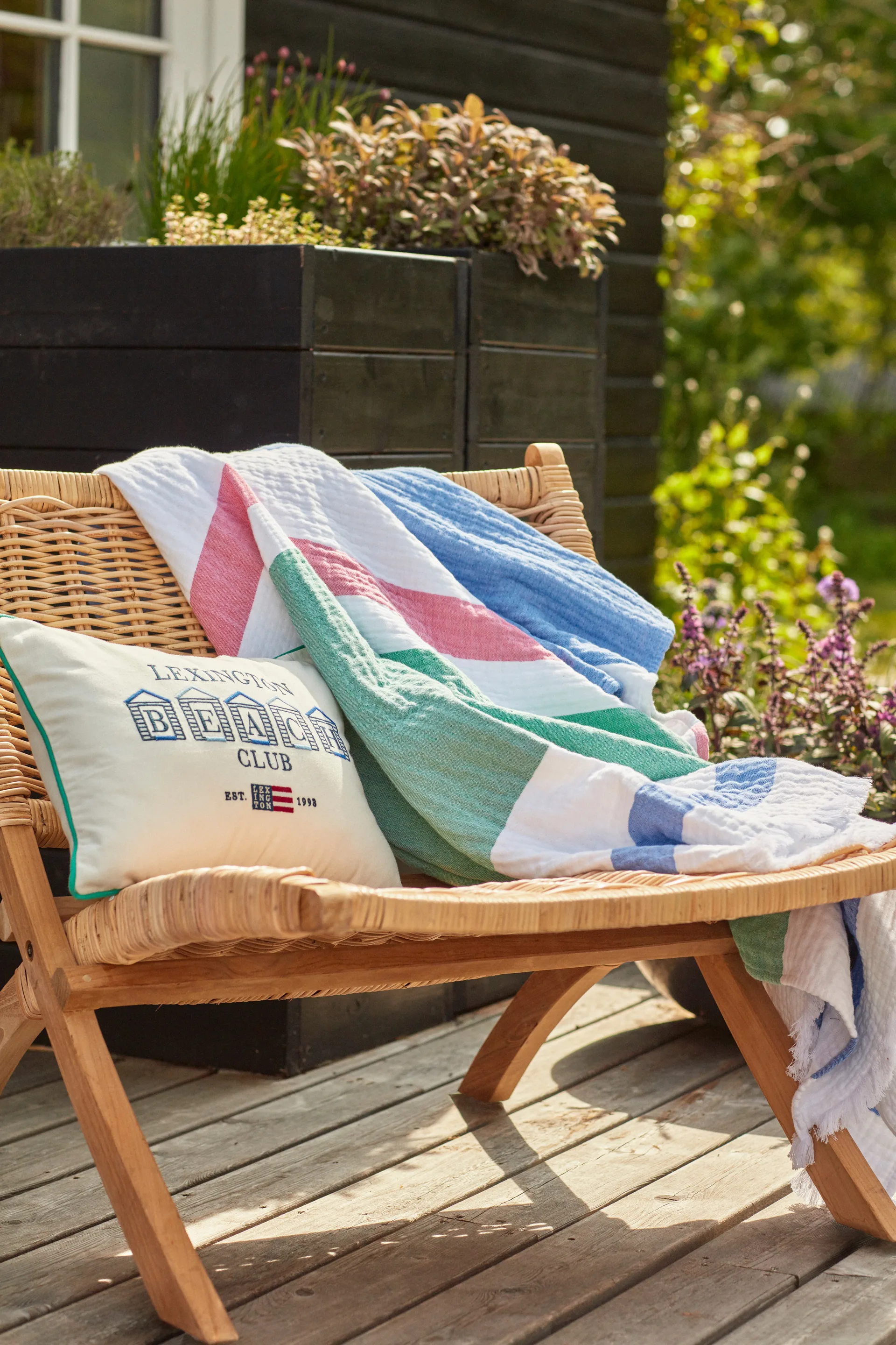 Striped vaflet bomuldsplaid 130x170 cm, Multi Lexington